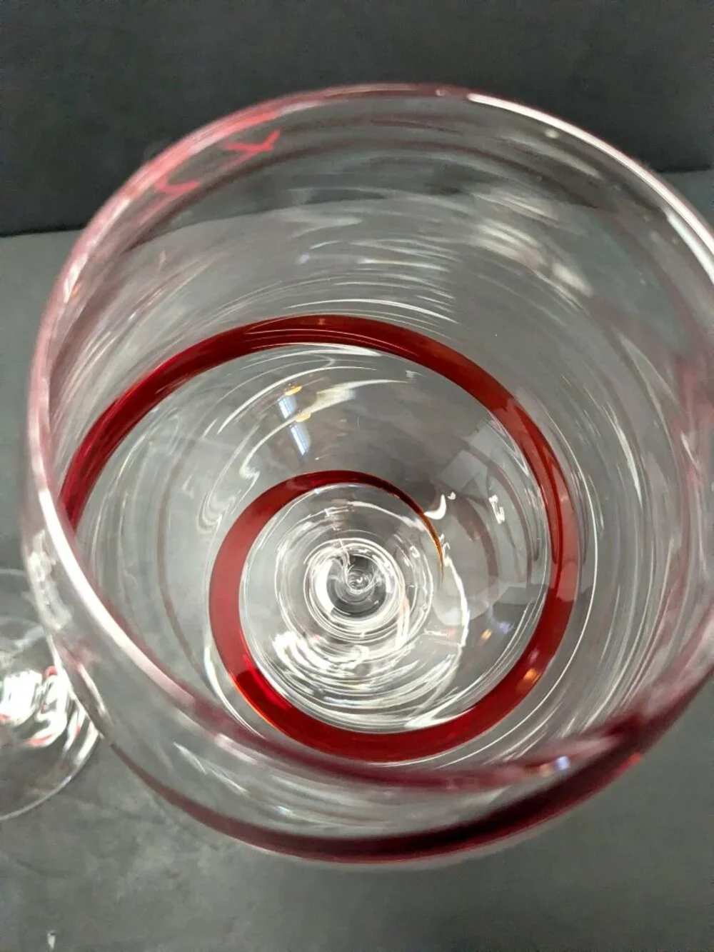 Pier 1 Red Swirline Balloon Wine Glasses Set Of 2 8.5